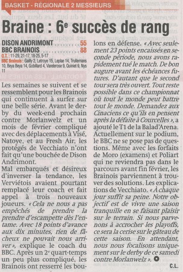 Andrimont - R2 - 15 janvier 2018