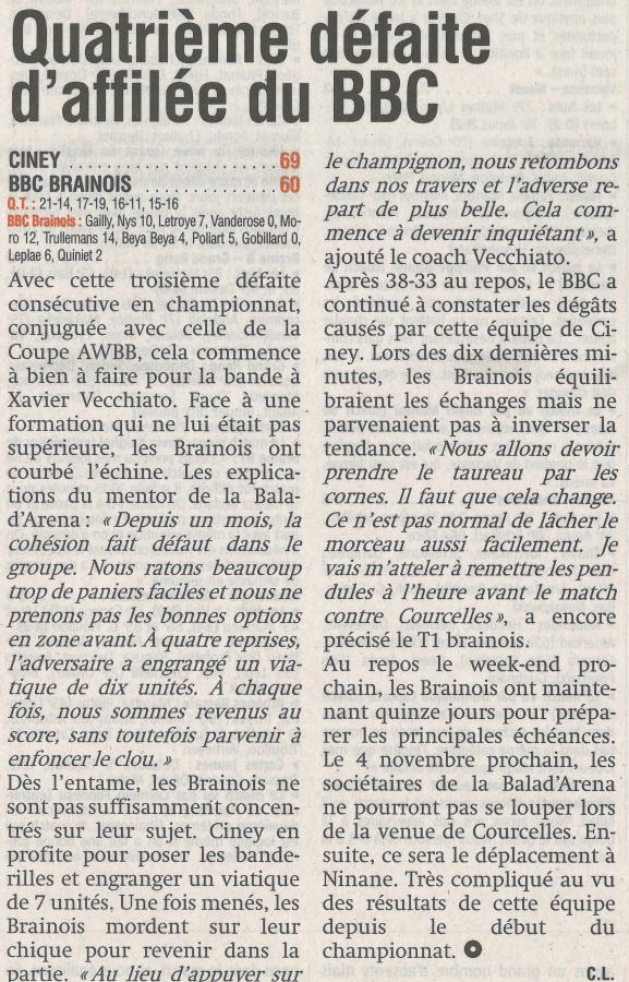 Ciney - R2 - 23 octobre 2017