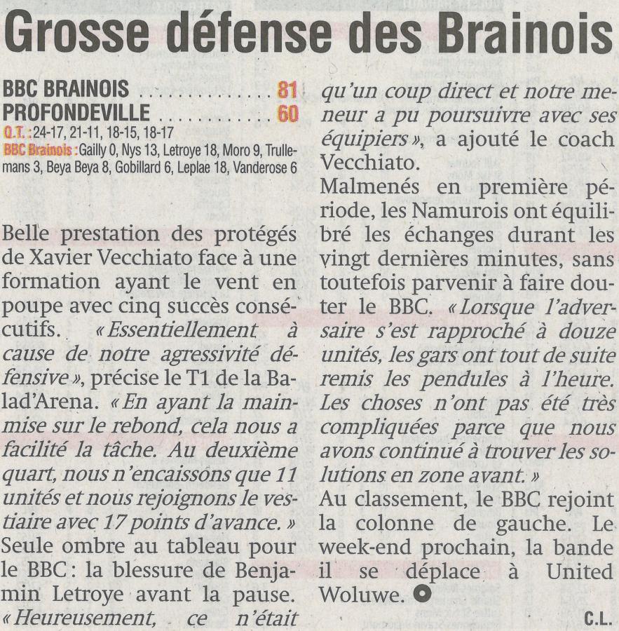 R2 - Profondeville - 27 novembre 2017